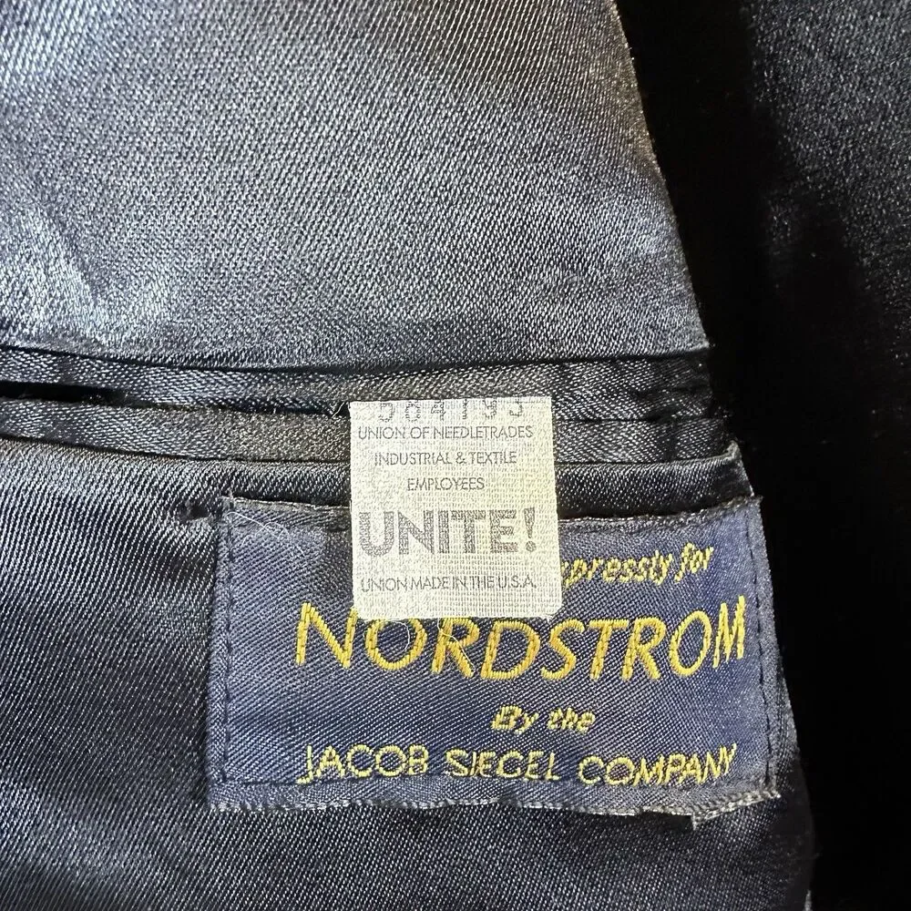 Nordstrom Jacob Siegel Company 100% Lambswool Coat Peacoat Charcoal Gray Mens 44